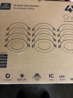 Globe. 12 pack LED canvas recessed lights 4 inch.