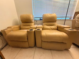 Leather Home Theater Recliner Set of 2