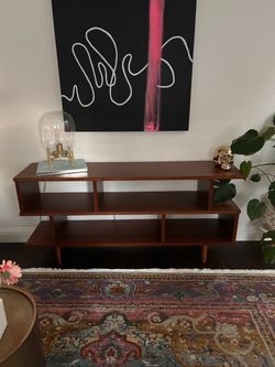 Mid-Century Modern Walnut Bookcase Console