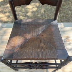Antique Rush Bottom Ladderback Chair Dark Finish