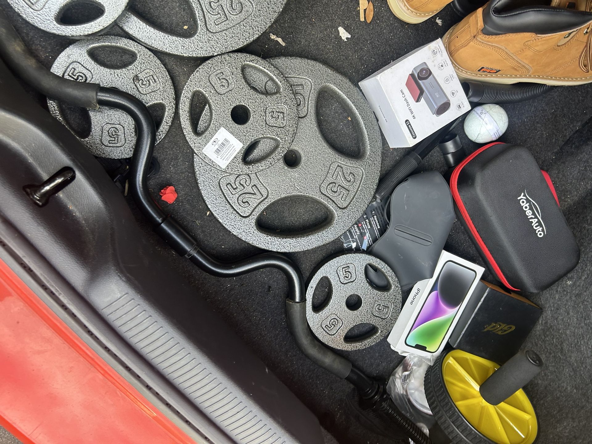 Curling Bar With 2x 25lb Plates 4x 5lb Plates