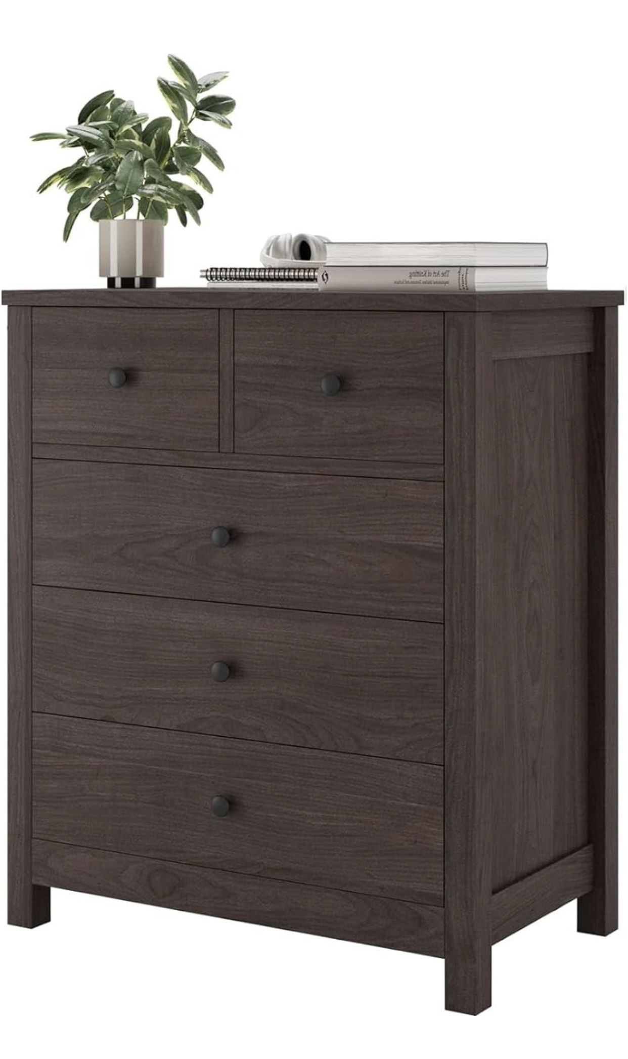 Senfot 5 Drawer Wood Dresser - Dark Brown
