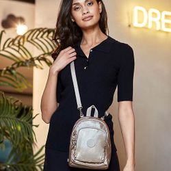 Kipling Delia Compact Metallic Convertible Backpack