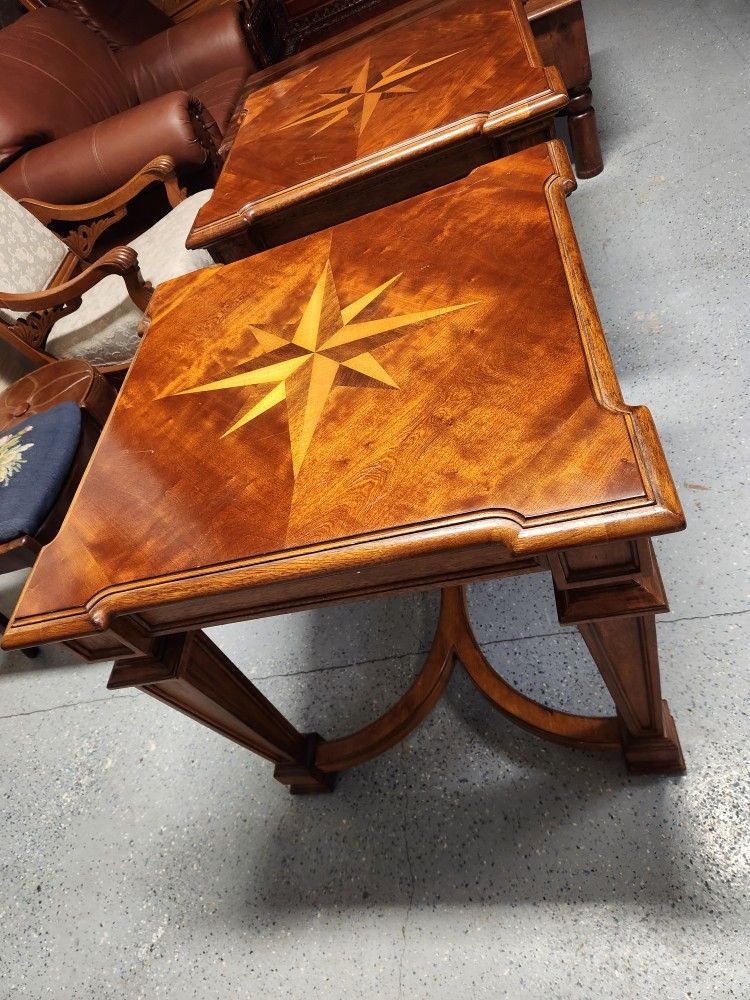 Two Solid Hardwood End Tables