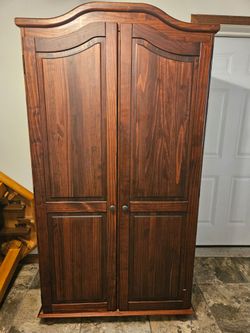 Dark Wood Armoire Wardrobe Cabinet