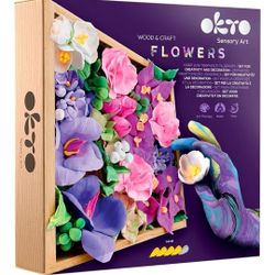 NEW! Air Dry Clay 3D DIY Art Kit Inspiration - Flowers/Succulents - 8.25" Square Craft Box w/ Modeling Clay 