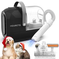 Dog Grooming Vacuum Kit - 3L Vacuum with 7 Tools, Low Noise Electric Clipper and Brush for Pet Shedding at Home, Black