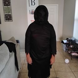 Halloween Black Cape With Black Face Mask