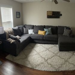 Large Dark Gray Sectional – Excellent Condition