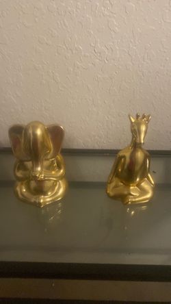 Gold Yoga Animal Figurines Set of 2