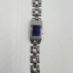 VINTAGE Fossil F2 ES-9206 Women's Blue Watch Face Silver Band Digital 