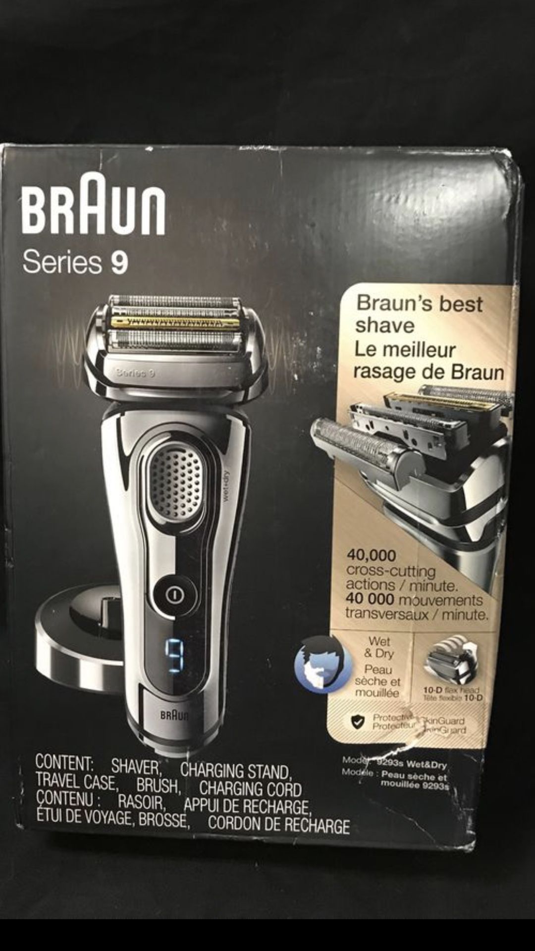 Braun Series 9 9293s Mens Electric Foil Shaver Wet & Dry Razor with Charging Stand and Travel Case.
