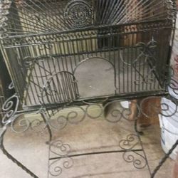Antique Metal Bird Cage W/ Stand