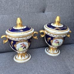 Limoges vintage porcelain urns.