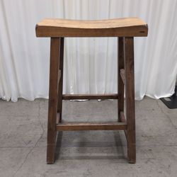 Rustic Brown Wood Saddle Seat Bar Stool
