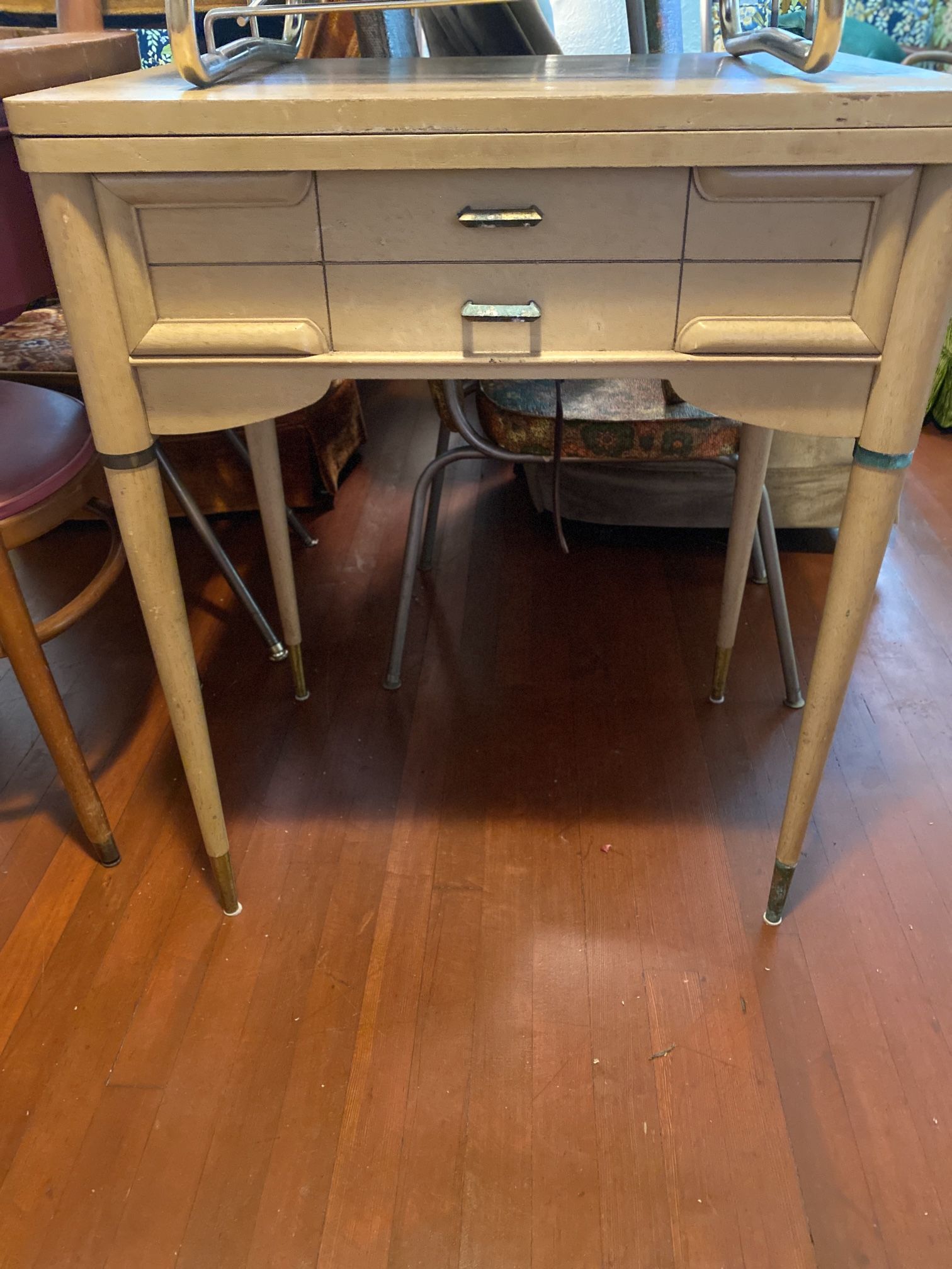 Mid Century Cream Sewing Table