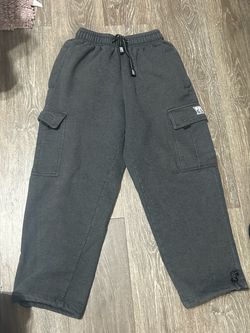 Gray Cargo Sweatpants with Drawstring