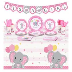 171 Pcs Pink Baby Shower Party Decor Set. New