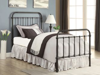 Metal  powder coated bed frame with headboard and foot board