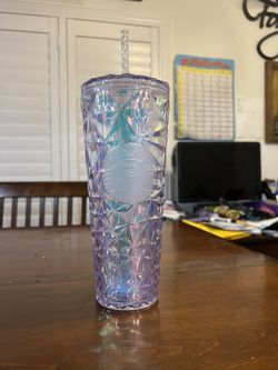 Starbucks Holiday Iridescent Cold Cup 24 oz White Straw Tumbler
