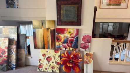 7-Piece Abstract & Floral Canvas Art Collection – $300 OBO