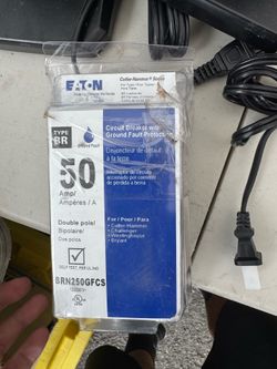 EatonBR 50 Amp 120-​Volt/​240-​Volt 2 in 2-​Pole GFCI Circuit Breaker Pigtail Neutral