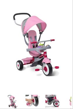 Radio Flyer 4 in 1 Stroll N Trike Infant & Toddler Adjustable Stroller Trike Bicycle