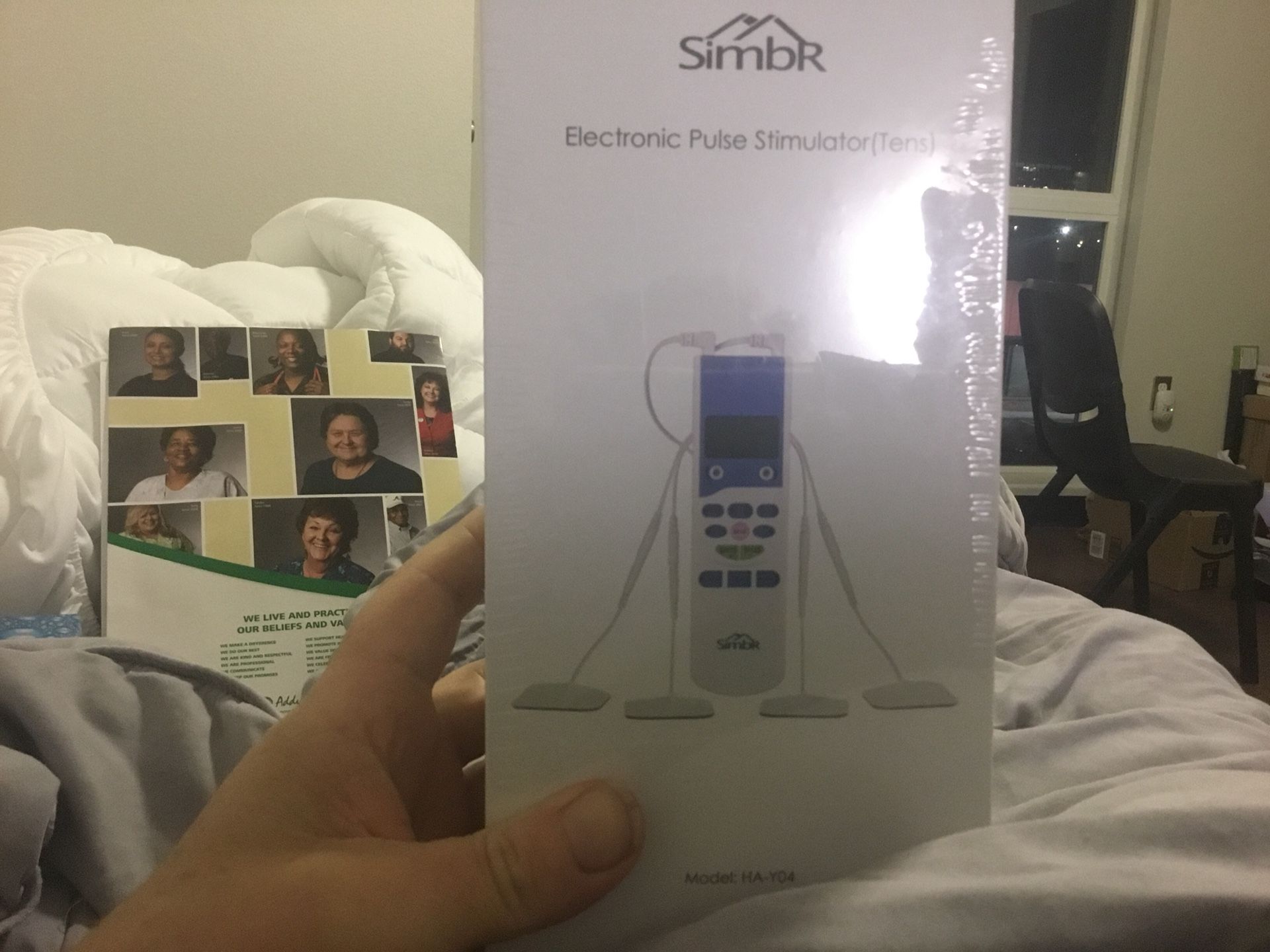 SIMBR Tens Unit Electronic Pulse Massager Portable Handheld Muscle Stimulator with Adjustable Speed and Intensity for Muscle Pain Relief 8 Electrodes