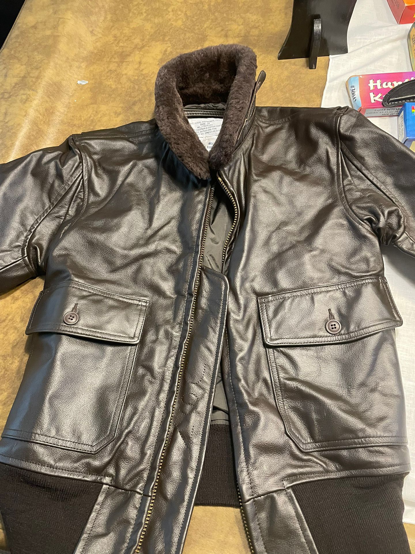 Leather Military Jacket Size 38