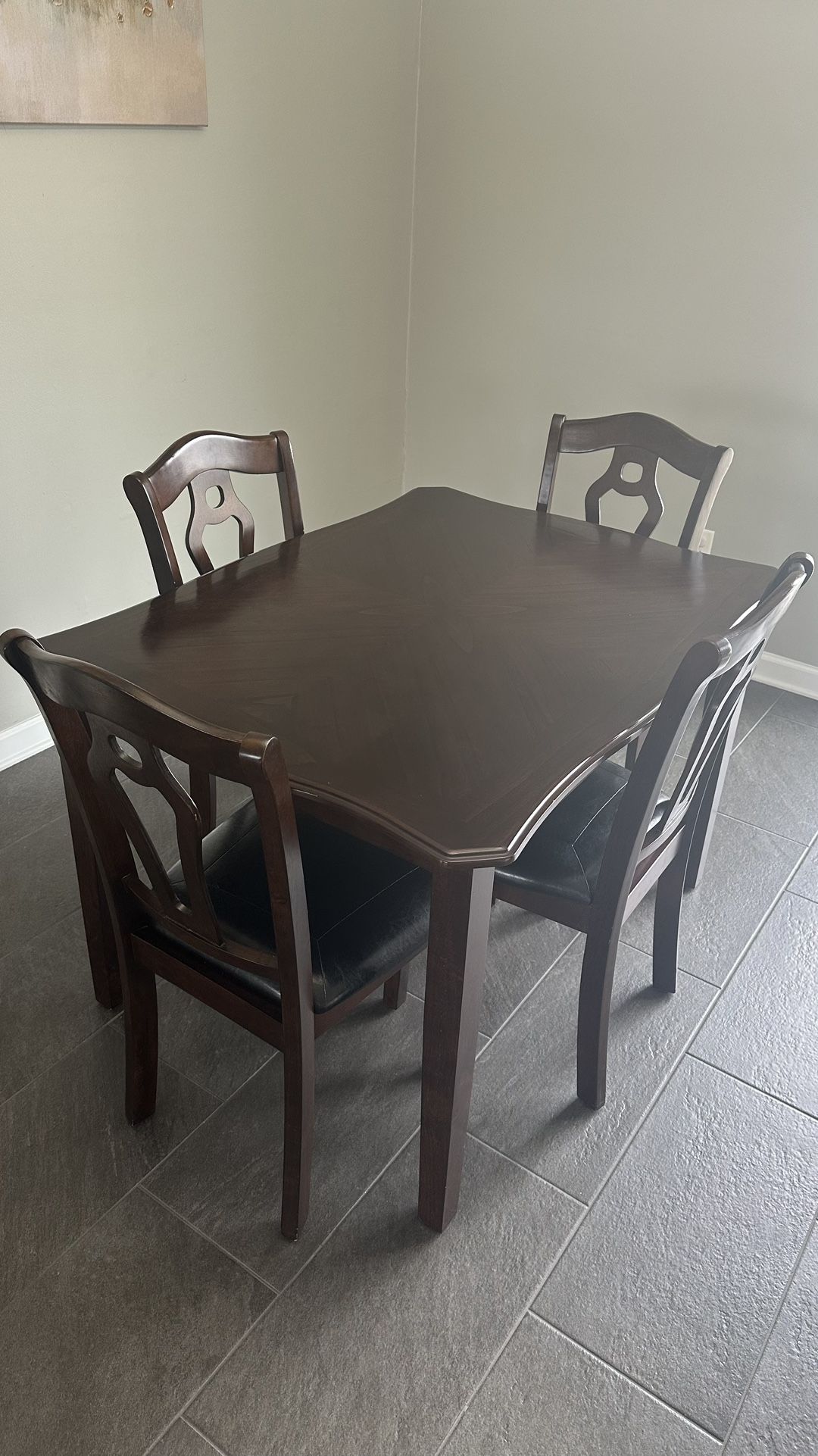 For Sale: Elegant Dark Wood Dining Set – Table & 4 Chairs