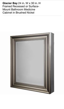 Glacier Bay 24 in. W x 30 in. H Framed Recessed or Surface-Mount Bathroom Medicine Cabinet in Brushed Nickel