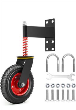 W B D WEIBIDA Heavy Duty Gate Wheel - 8 Inch Fence Gate Wheel 600 LBS Capacity with Shock Absorbing Spring, Swivel Gate Wheels for Metal Tube and Wood