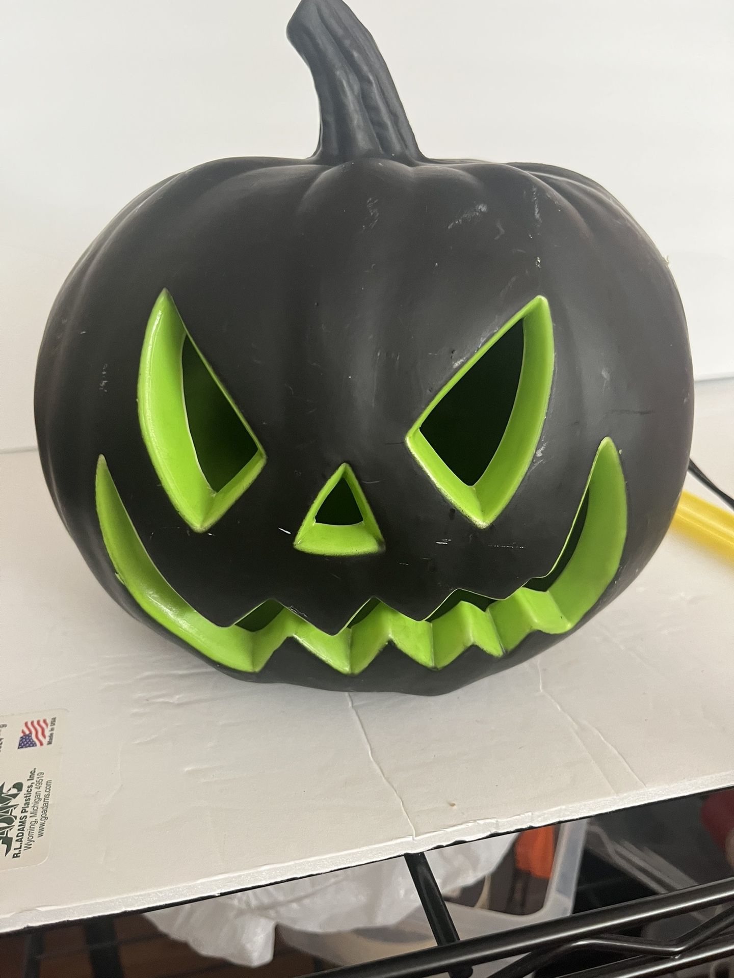 8.5” Black and green blow mold pumpkin