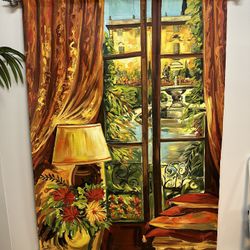 Large Valerie Limozin Painting On Canvas 51”x70” Italian Villa 