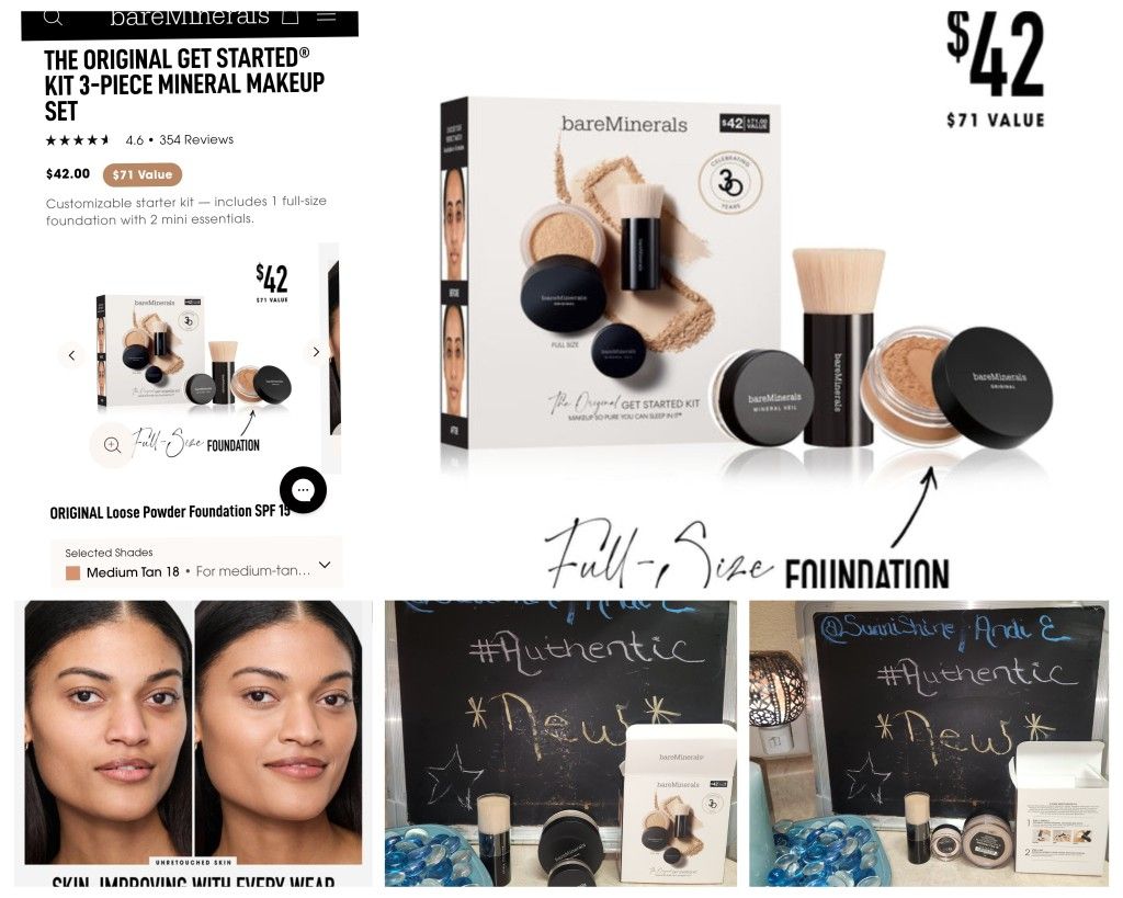 bareMinerals The Original Get Started® Kit 3-PC Set, Medium Tan 18, BNIB