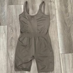 Beige Workout Romper