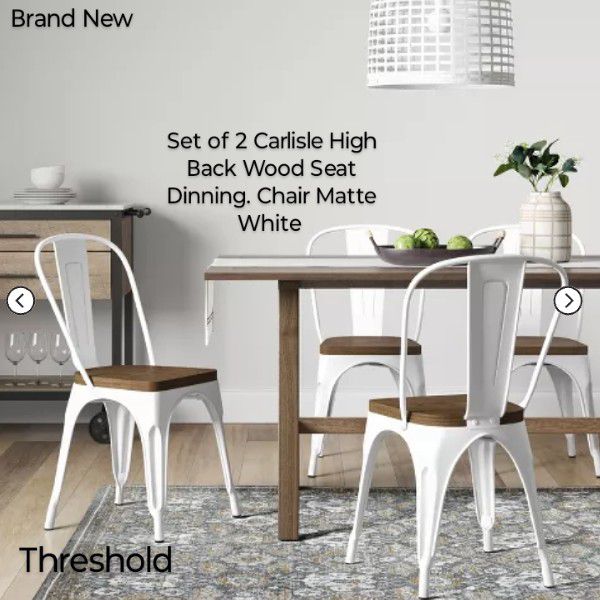 Brand New In Sealed Box Set Of 2 Pk  Carlisle   High Back Dining Chairs Matte