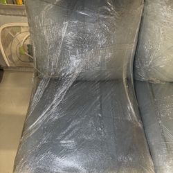 Macy’s Sky Blue Leather Armless Chair – Modular Sectional Replacement Piece