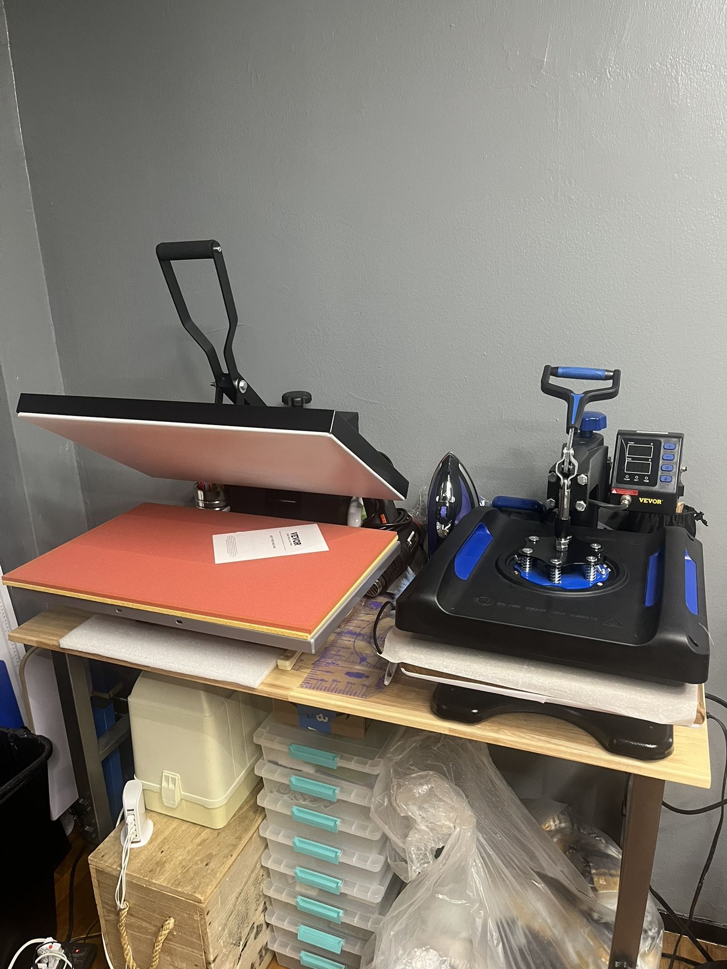 Two Heat Press Machines With Table