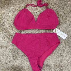 Crotchet 2 Piece Bathing Suit Size M/L - Runs Small