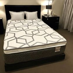 Queen Size Mattress Pillow Top 14” Inches  Excellent Comfort Also Available: Twin, Full, And King New From Factory With Its Plastic Same Day Delivery 