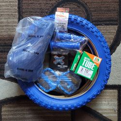 NEW Bicycle Bmx Jr Parts Bundle 16" Blue Knobby Tread