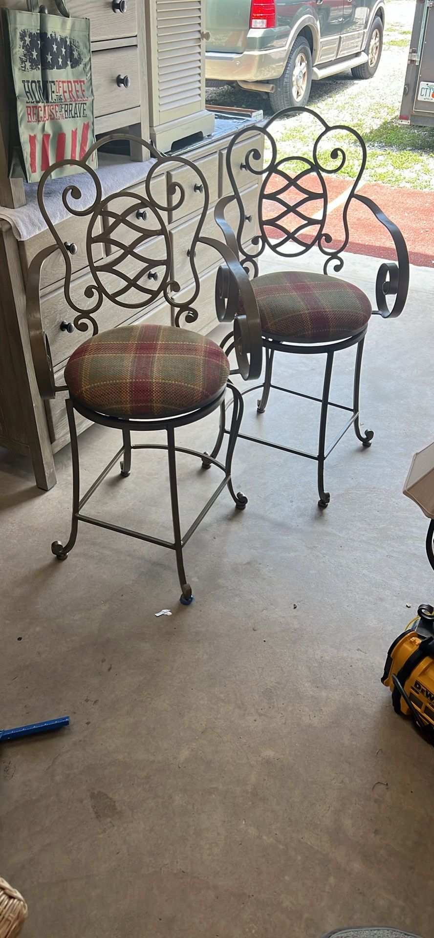 Pair Of Steel Barstools 360 Swivel