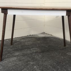 West Elm Desk / Dinner Table W White Metal Drawer  48”x30”and 31 “H