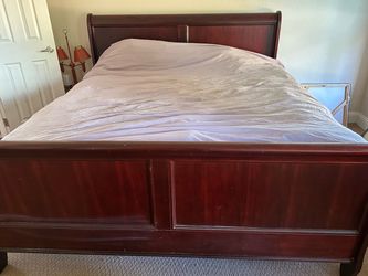 Cherry Wood Sleigh Bed Frame