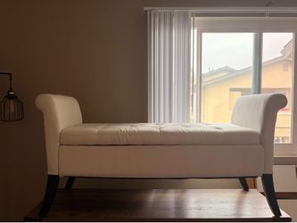 Ottoman Storage Bench- White