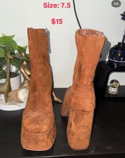 Brown platform boots