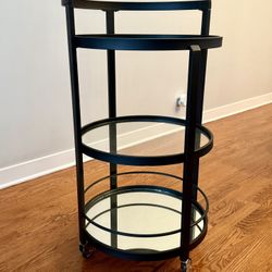 Black Metal Round Bar Cart