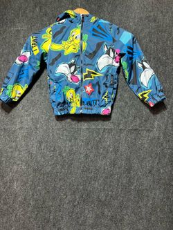 Members Only Children’s Looney Tunes Zip-Up Hooded Windbreaker Jacket Size 4