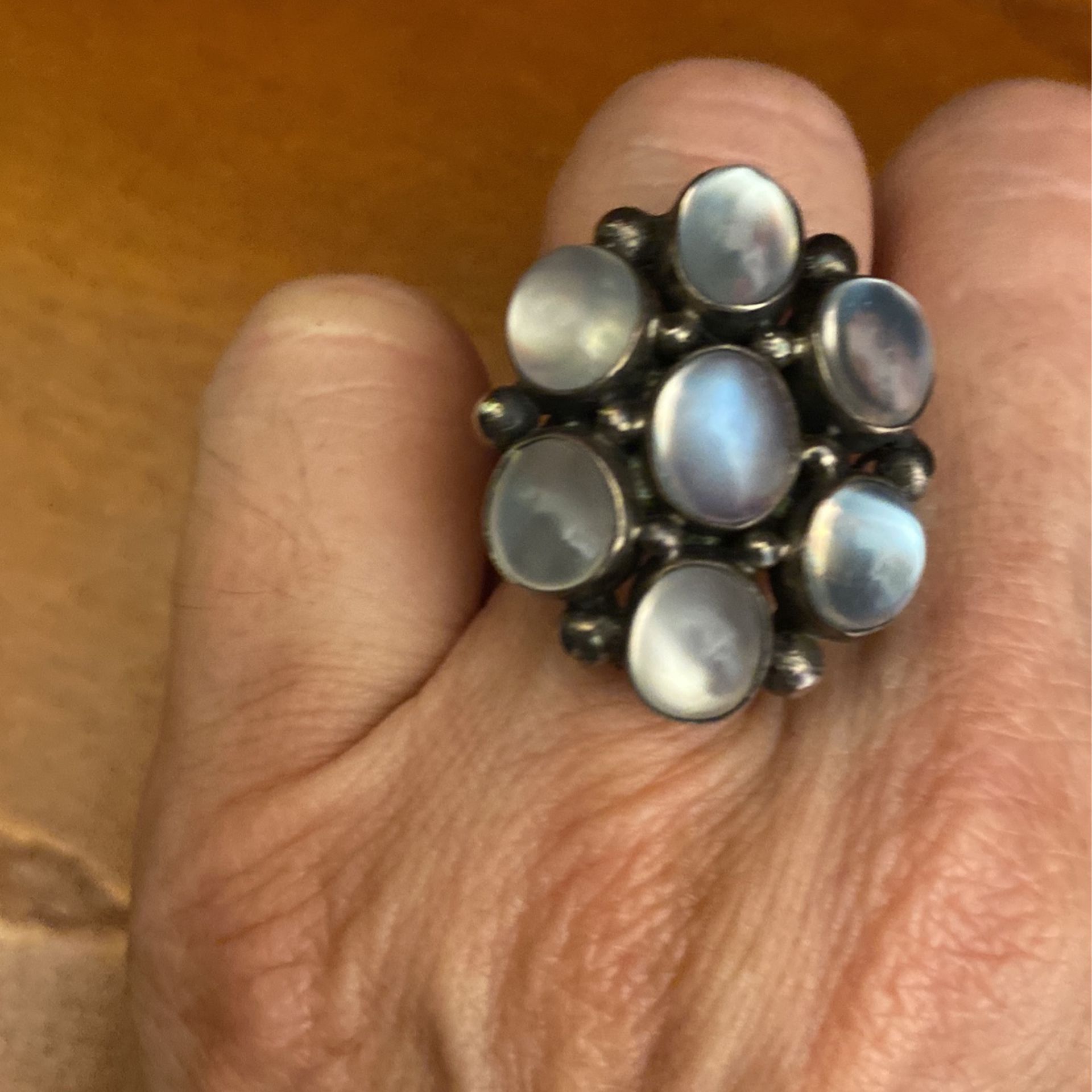 Arts and Crafts Antique Sterling Silver Natural Blue Moonstone Ring